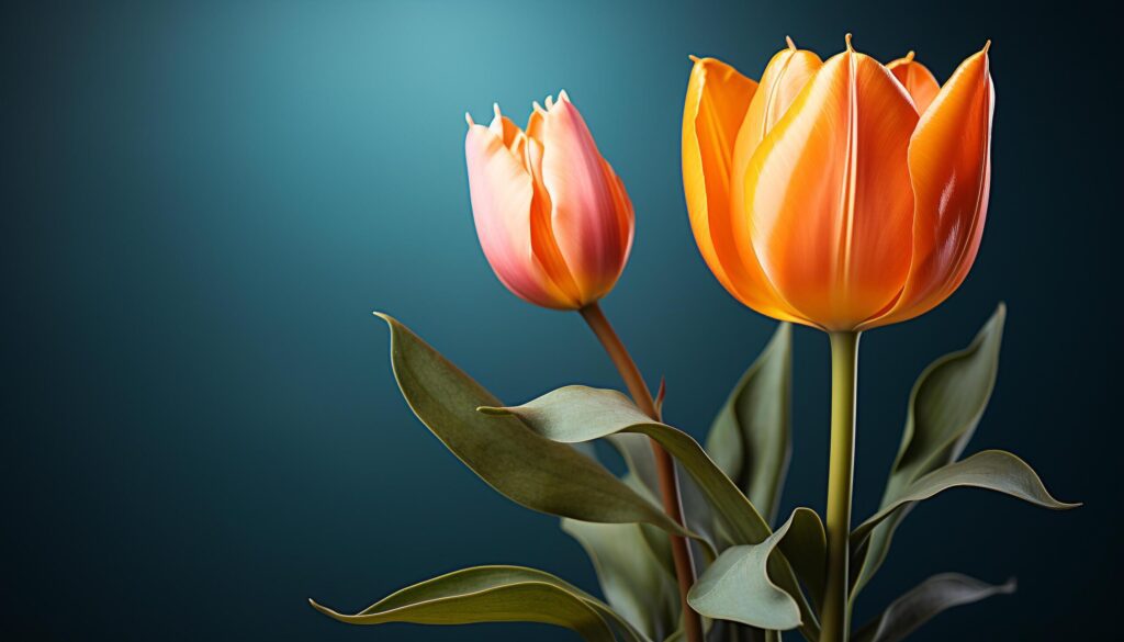 The vibrant tulip blossom showcases nature beauty in multi colored petals generated by AI Free Photo