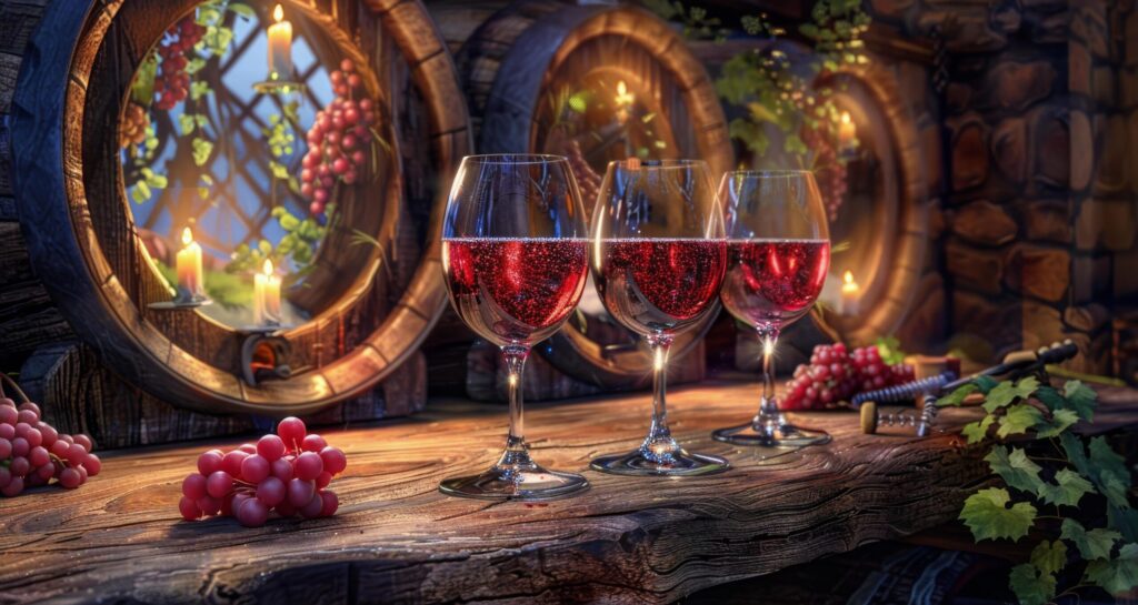 Three Glasses of Wine on Wooden Table Free Photo