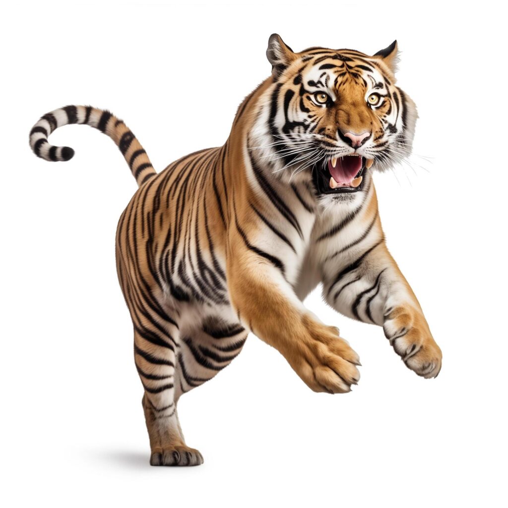 tiger panthera tigris isolated on white background.Generative Ai Free Photo