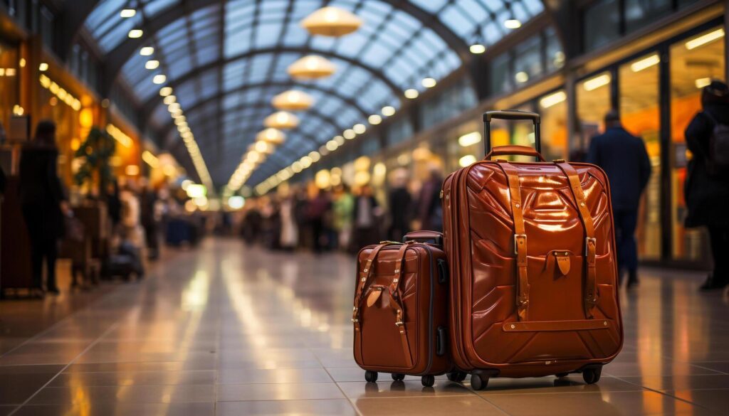 
									AI generated Tourist waiting, crowded airport terminal, modern architecture, business travel generated by AI Stock Free