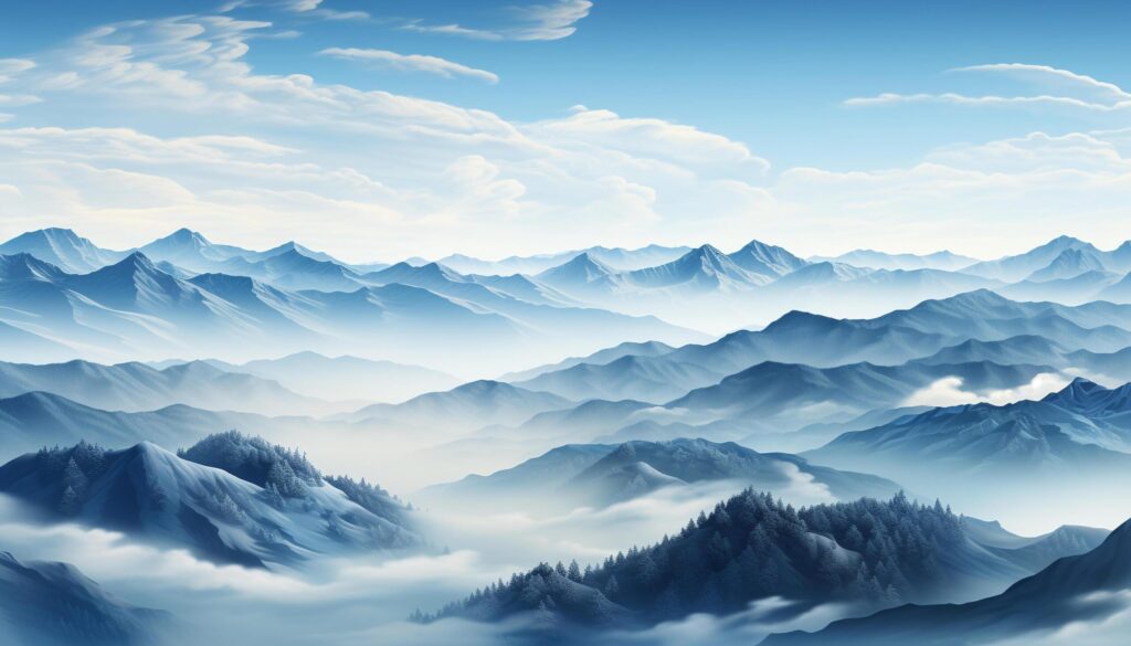 Tranquil mountain peak, blue sky, and snowy landscape create beauty generated by AI Free Photo