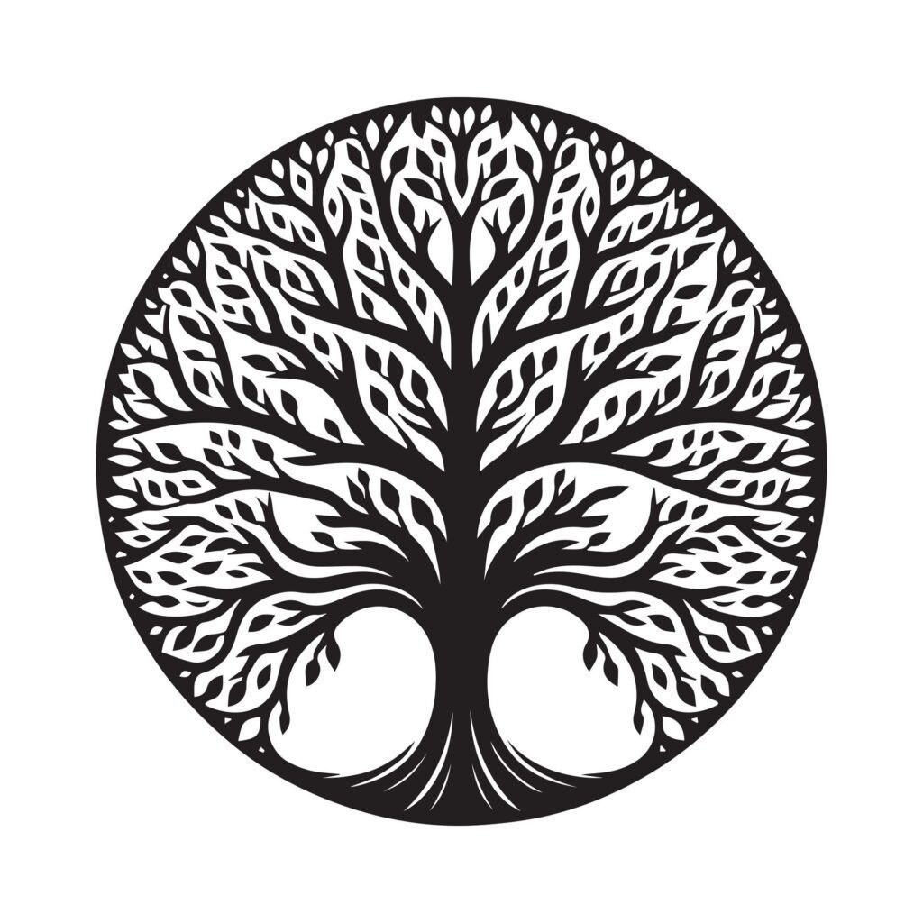 Tree of Life silhouette vector illustration Free Vector