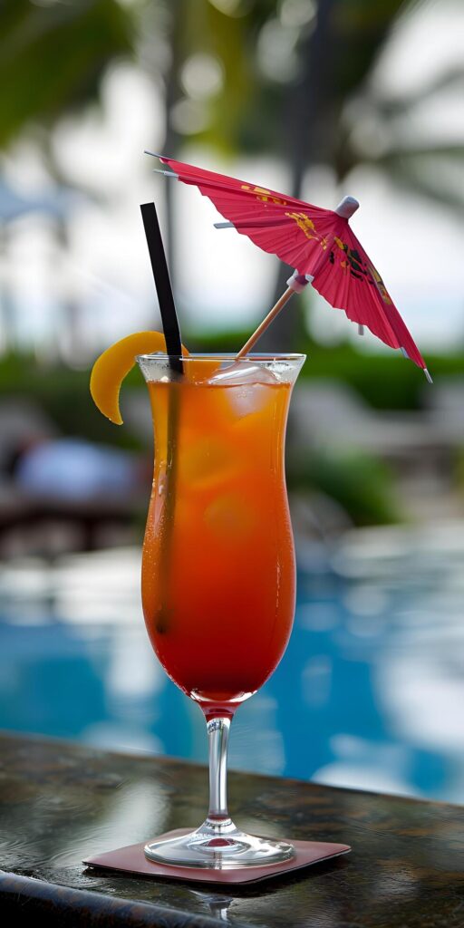 Tropical Delight Cocktail with Umbrella Garnish Free Photo