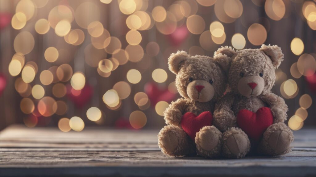 Two brown teddies. valentines day background Free Photo