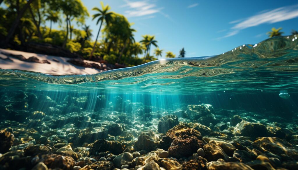 Underwater beauty tropical fish, coral, and transparent blue water generated by AI Free Photo