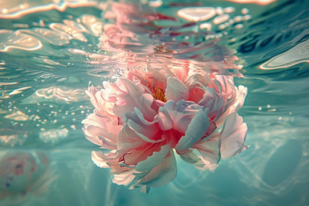 Underwater Dance of a Blooming Peony Free Photo