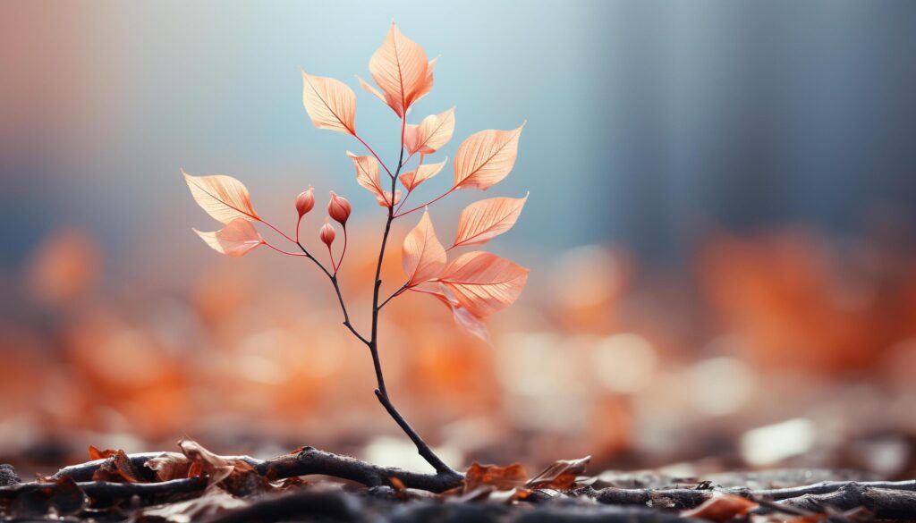 Vibrant autumn colors adorn the tree in the forest generated by AI Free Photo