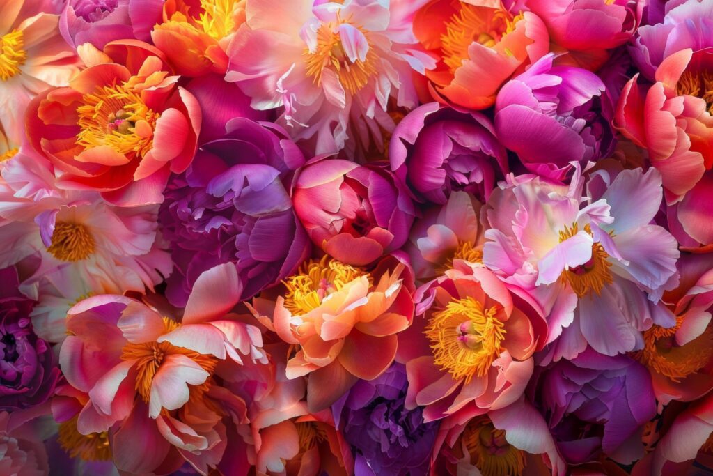 Vibrant Peony Bouquet in Full Bloom Free Photo