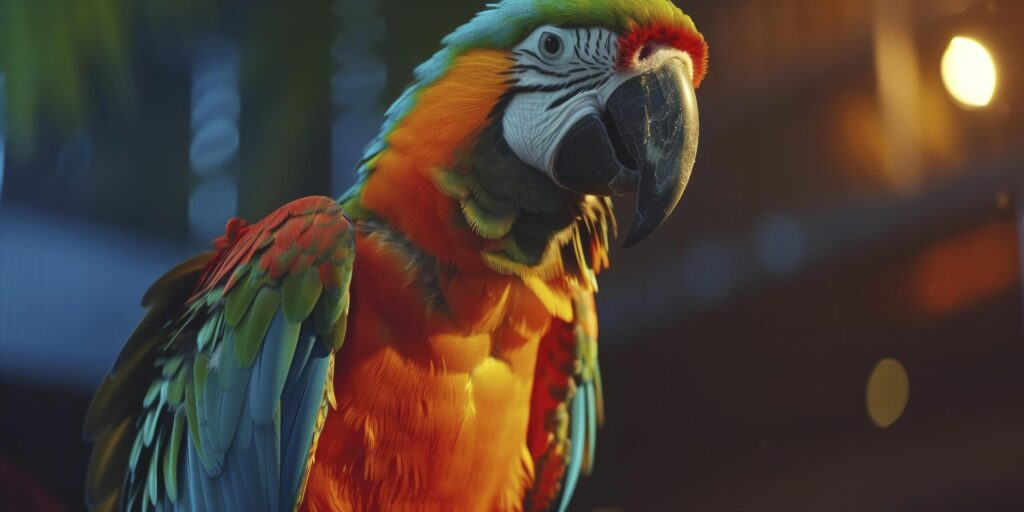 Vibrant Plumage, A Close-up of a Parrot Captured in a Bright and Colorful Photo, Showcasing its Exquisite Feathers and Radiant Beauty. Free Photo