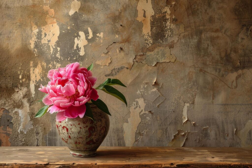 Vintage Peony in Rustic Vase Free Photo