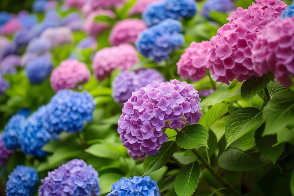 Vivid Hydrangea Blossoms in Full Bloom Free Photo