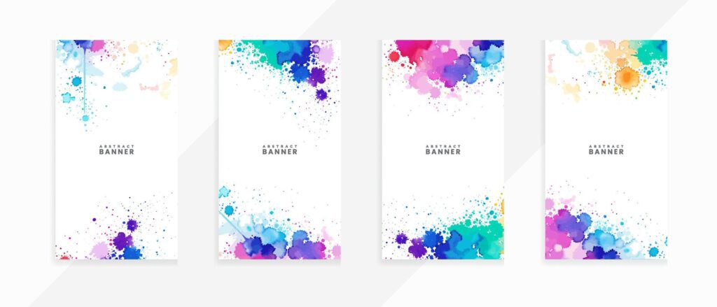 Watercolour blue and violet stains paint vector banners set Free Vector