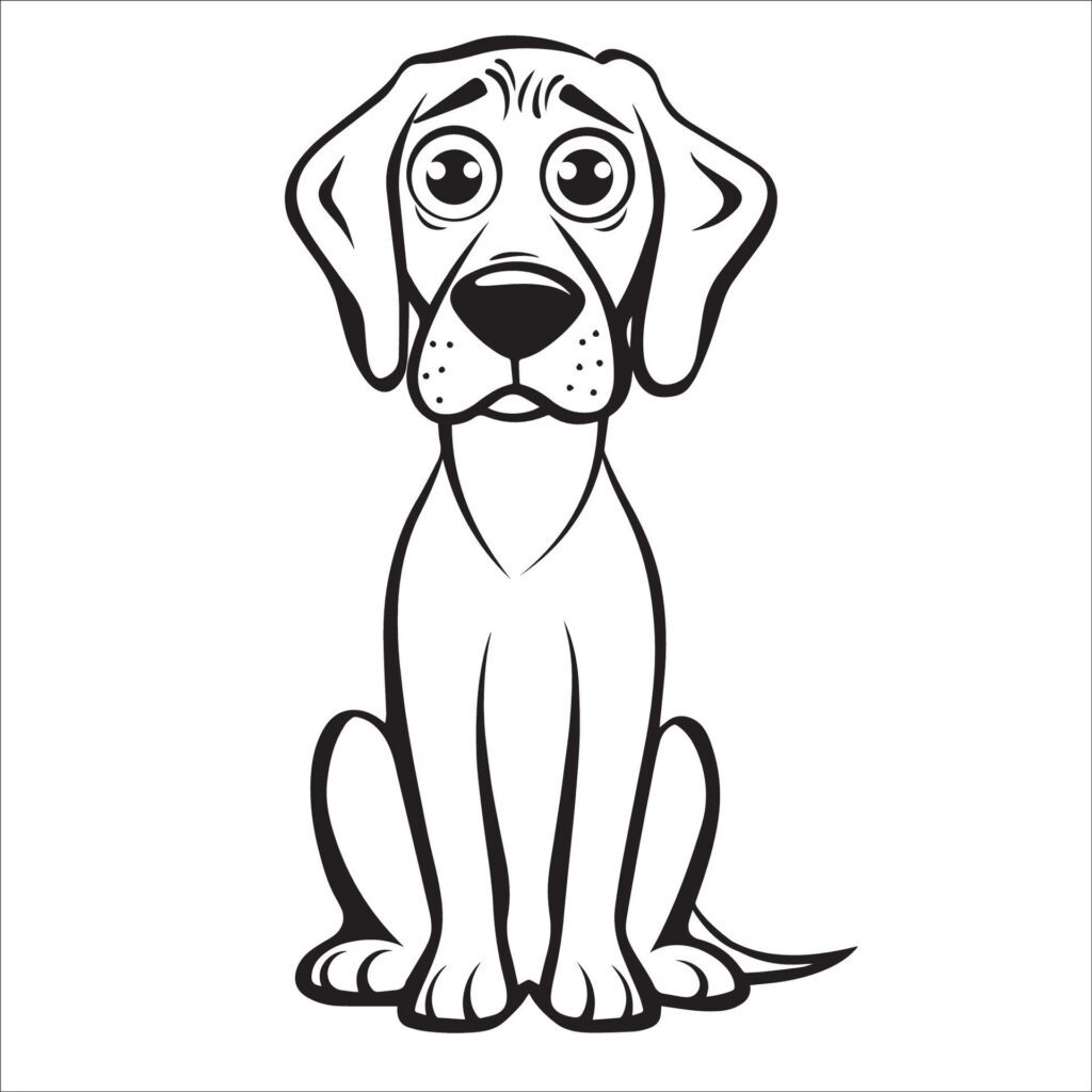 Weimaraner Dog is a sitting vector illustration in black and white Free Vector