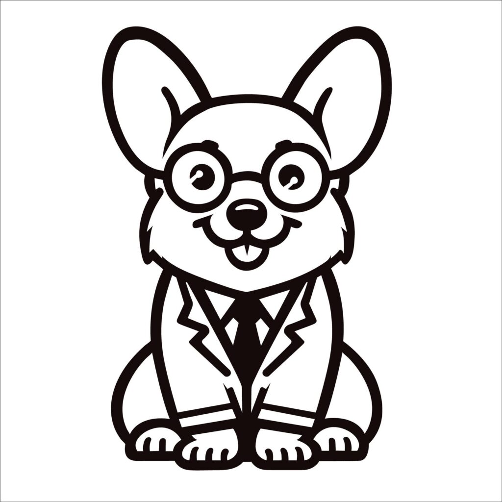 Welsh Corgi Doctor sitting looking up illustration Free Vector