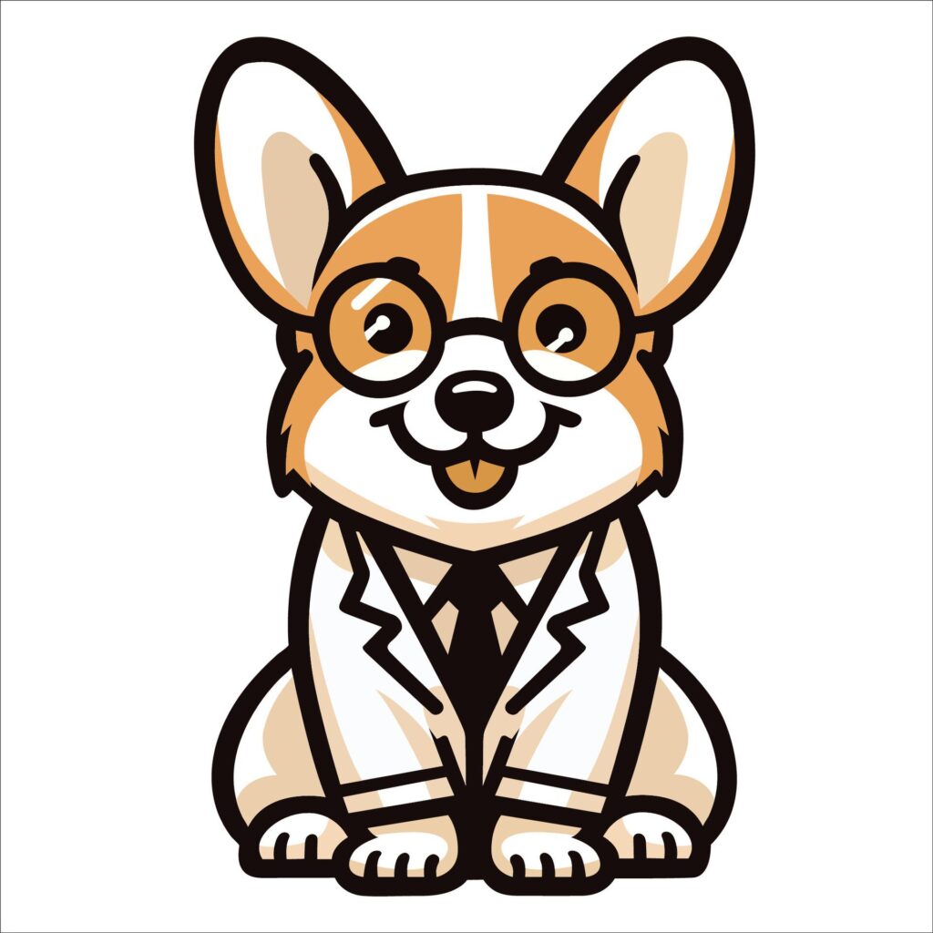 Welsh Corgi Dog Doctor sitting and looking up illustration Free Vector