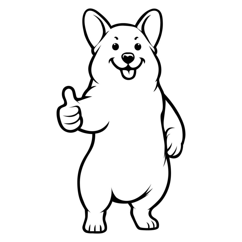 Welsh Corgi Dog Happy Thumbs Up illustration Free Vector