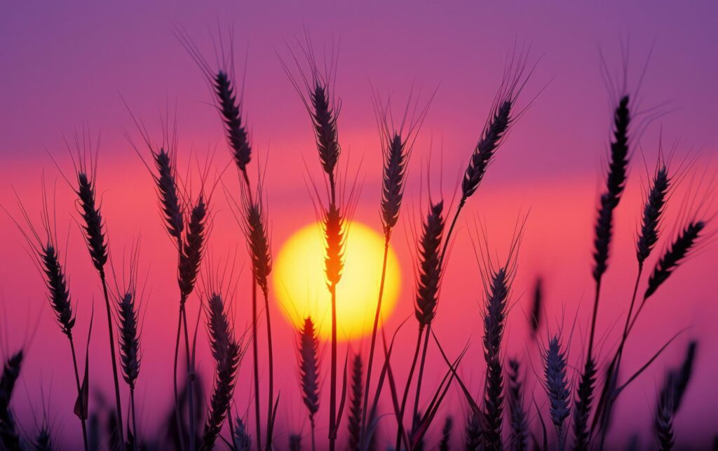 Wheat Field Sunset Silhouette Free Photo