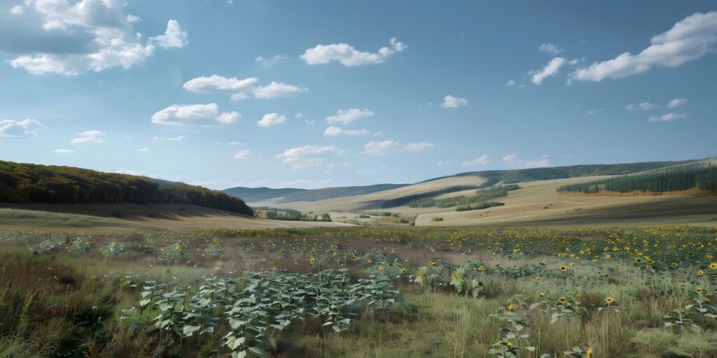 Wild Sunflowers Under Blue Sky Free Photo