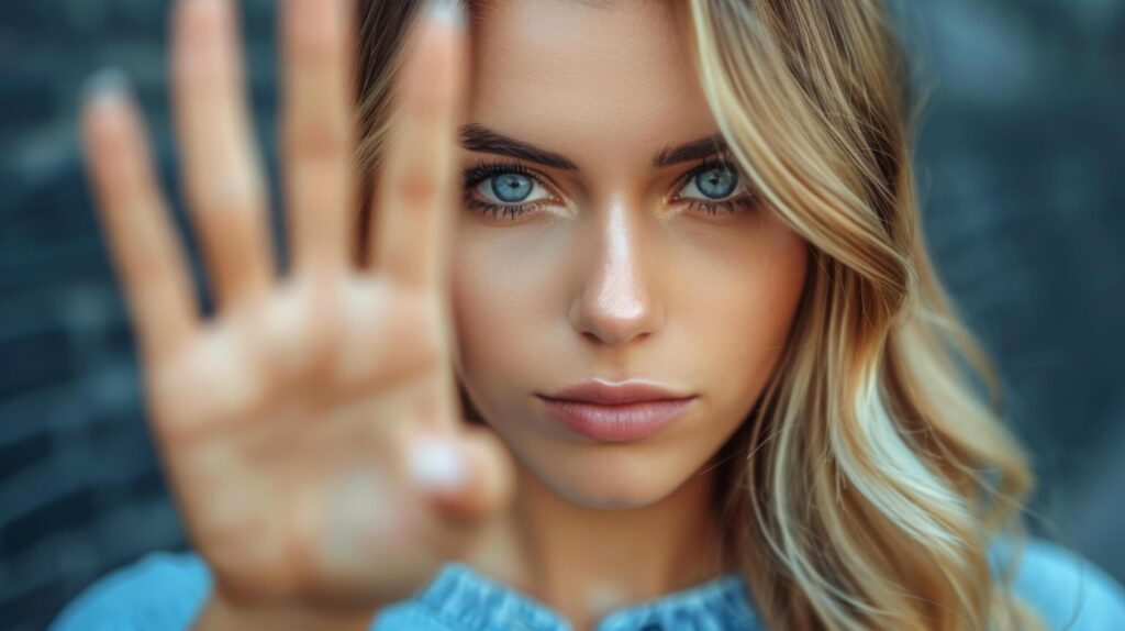 Woman Making Stop Sign Gesture Free Photo