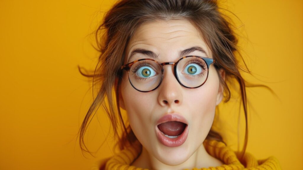 Woman Wearing Glasses With a Surprised Look Free Photo