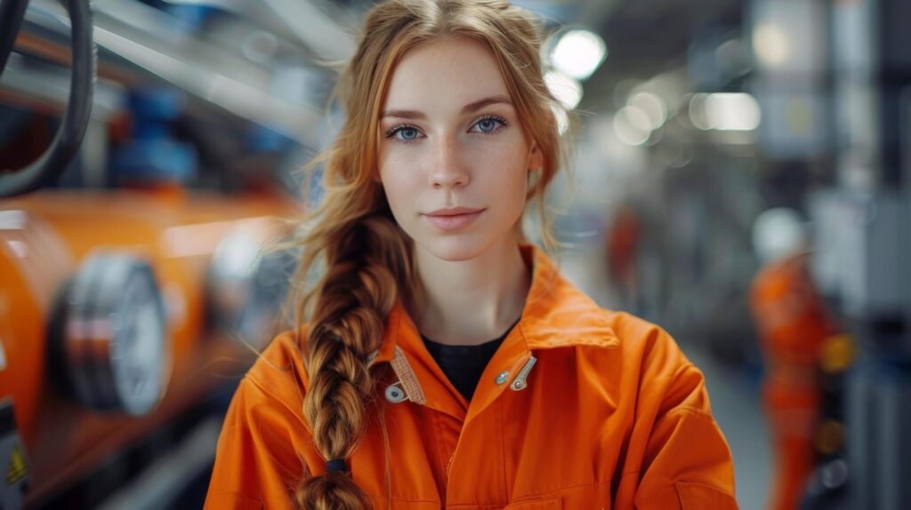 Woman Wearing Hard Hat and Glasses Free Photo