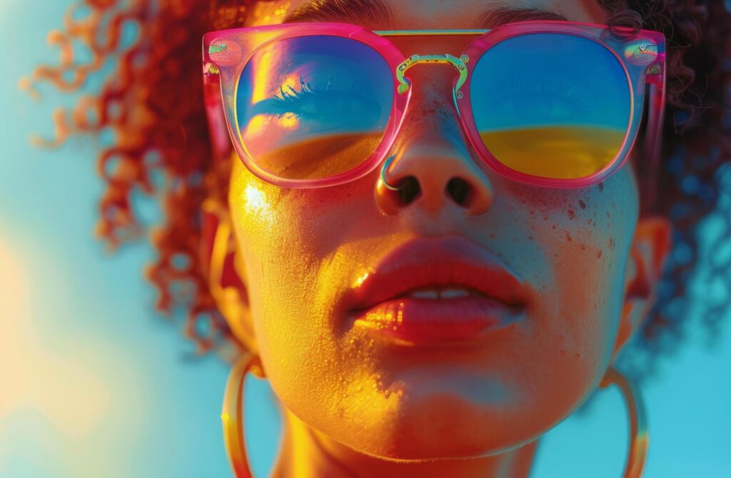 Woman Wearing Sunglasses Next to Palm Tree Free Photo