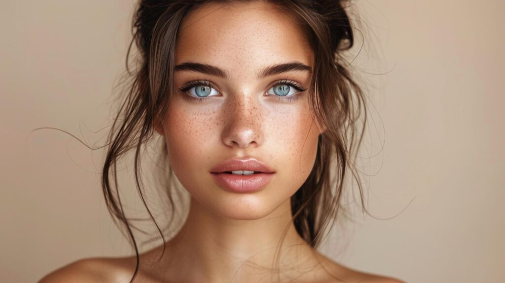 Woman With Freckled Hair and Blue Eyes Free Photo