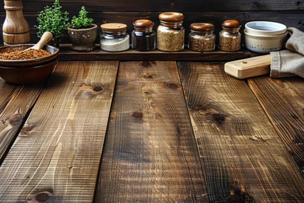 Wooden Table With Jars of Food Free Photo