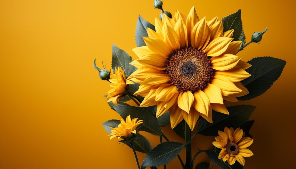 Yellow sunflower, nature vibrant beauty, blossoms in summer meadows generated by AI Free Photo