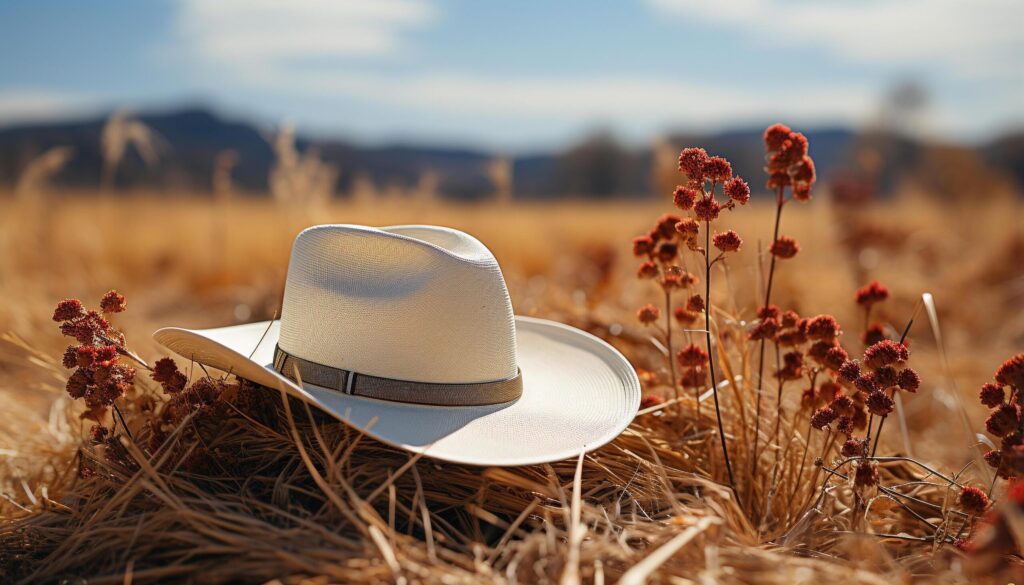 Young woman in straw hat enjoys summer meadow adventure generated by AI Free Photo