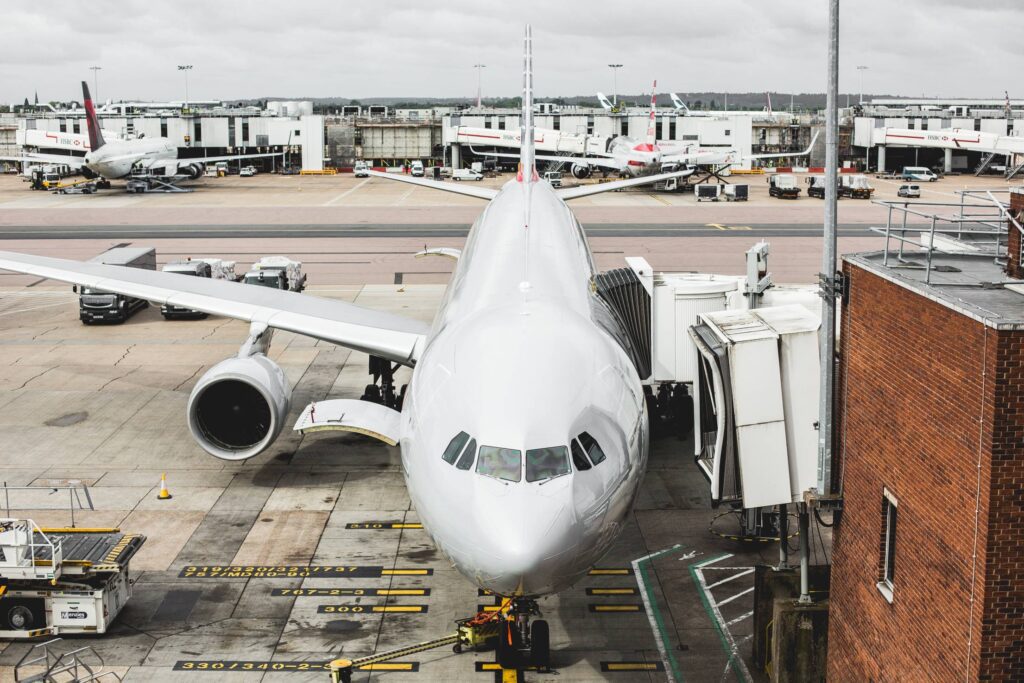 Airplane Waiting for Departure in the Airport Free Photo