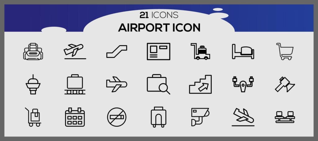 airport icon set. Stock Free