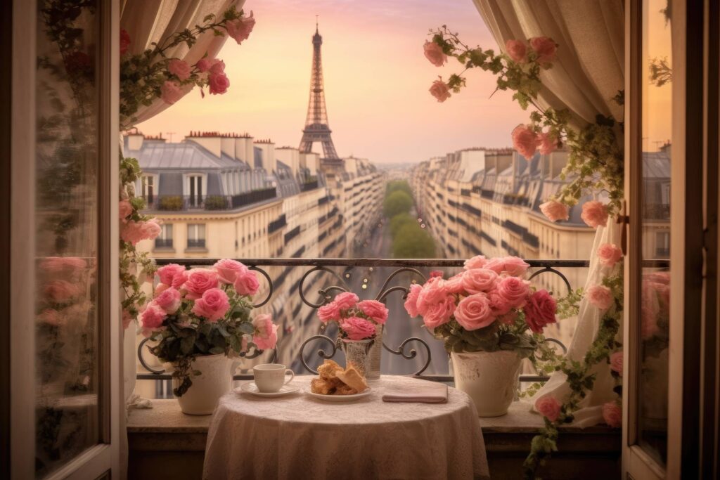 Amazing Eiffel Tower View from Paris Hotel Window Stock Free