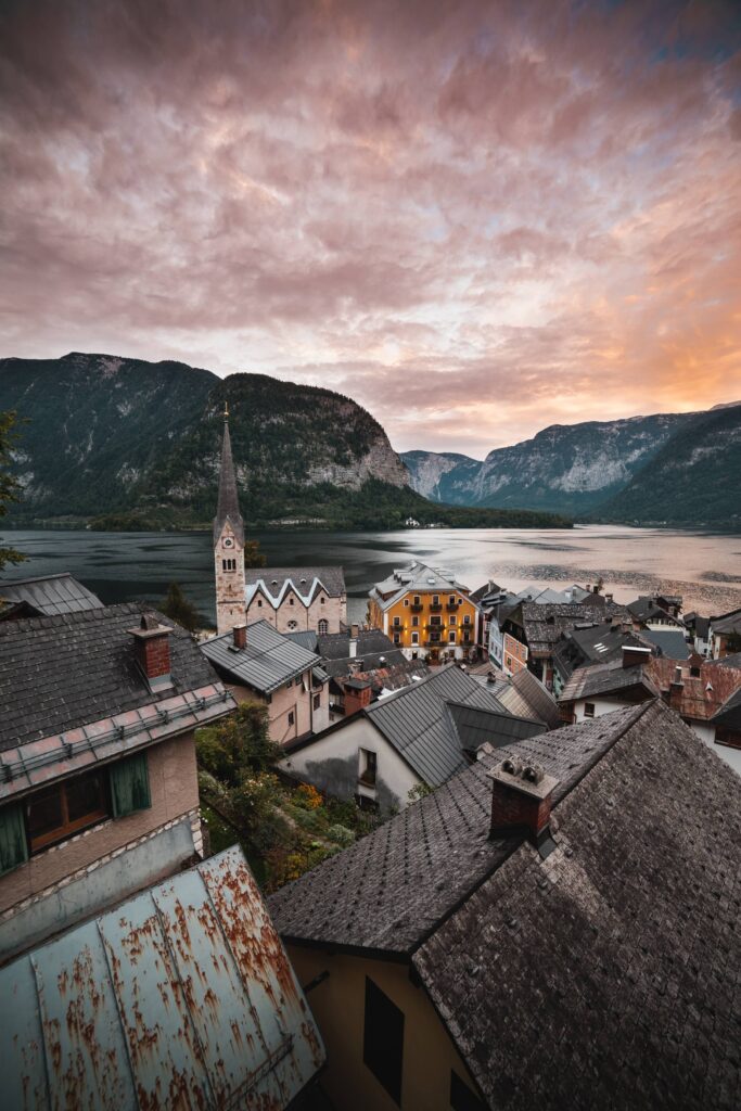 Amazing Sunset Sky Above Hallstatt Free Photo