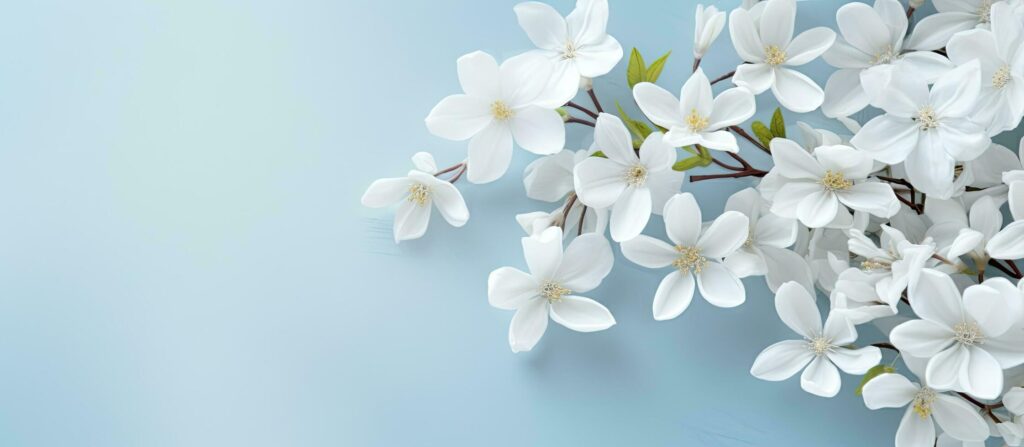 An abstract background with white flowers, a natural floral image that has space for text. Perfect Stock Free