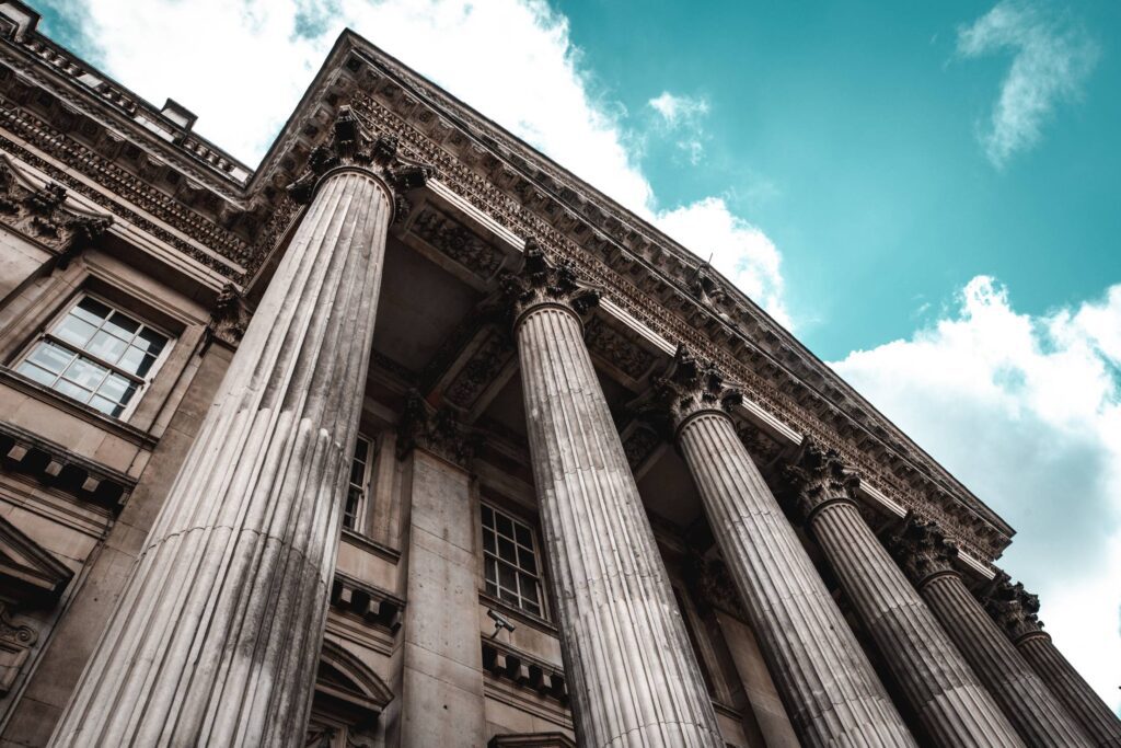 Ancient Classical Order on Historical Building in London Free Photo