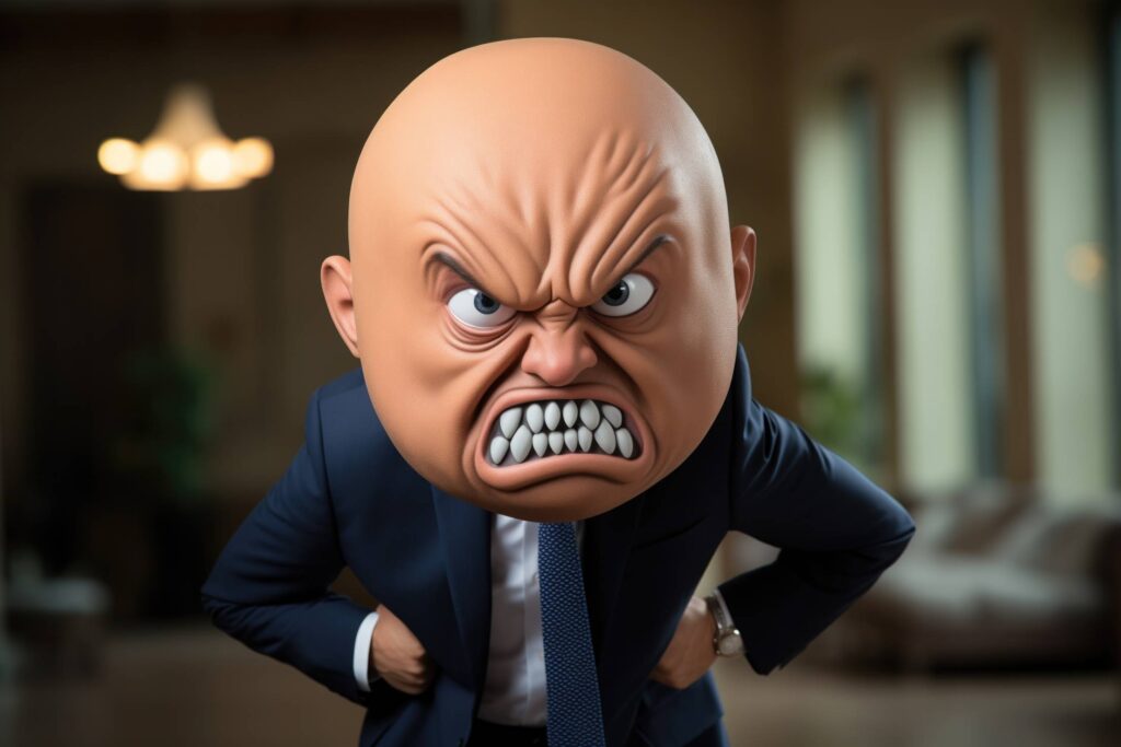 Angry and Furious Boss With Big Head Funny Office Stock Free