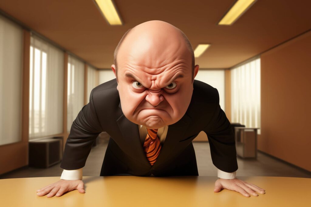 Angry Boss Funny Picture with Big Head Stock Free