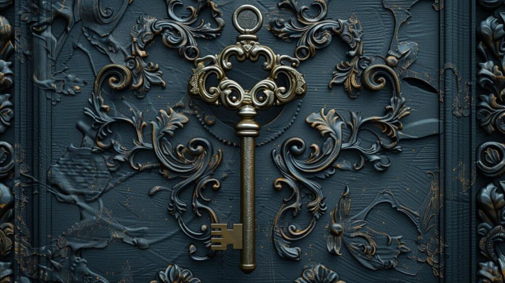 antique key on ornate background elegant metal Stock Free