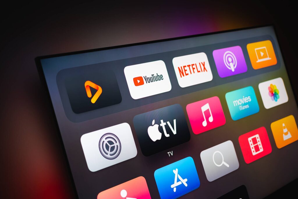 Apple TV Apps on a Big Screen Television Free Photo