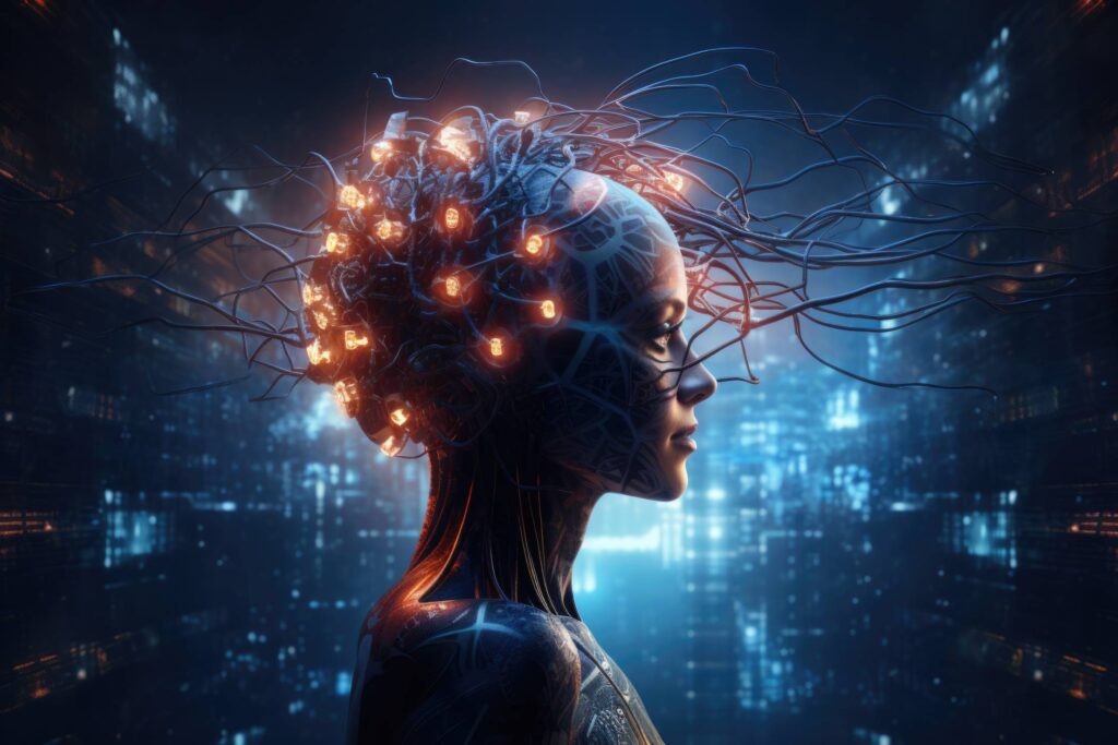 Artificial Intelligence Thinking Glowing Brain Connections Stock Free