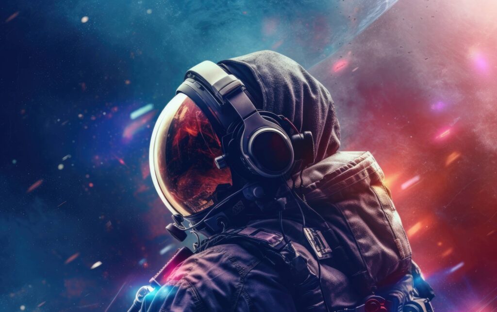 Astronaut Listening to Music Stock Free