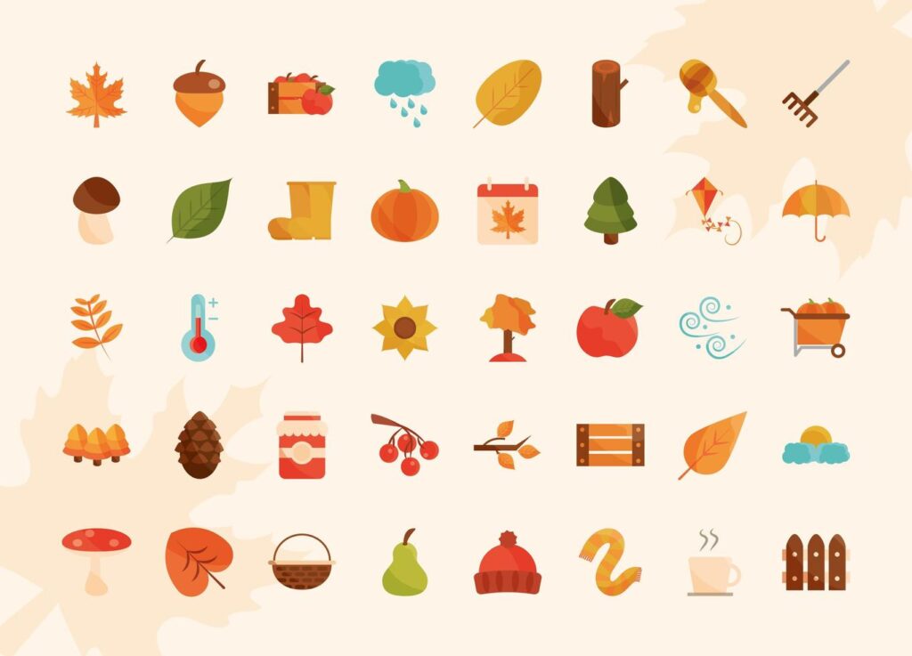 Autumn season icon set Stock Free