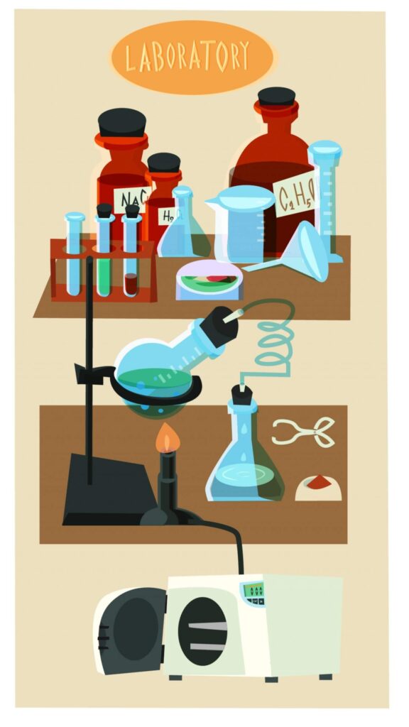 Chemical objects and tubes illustration vector