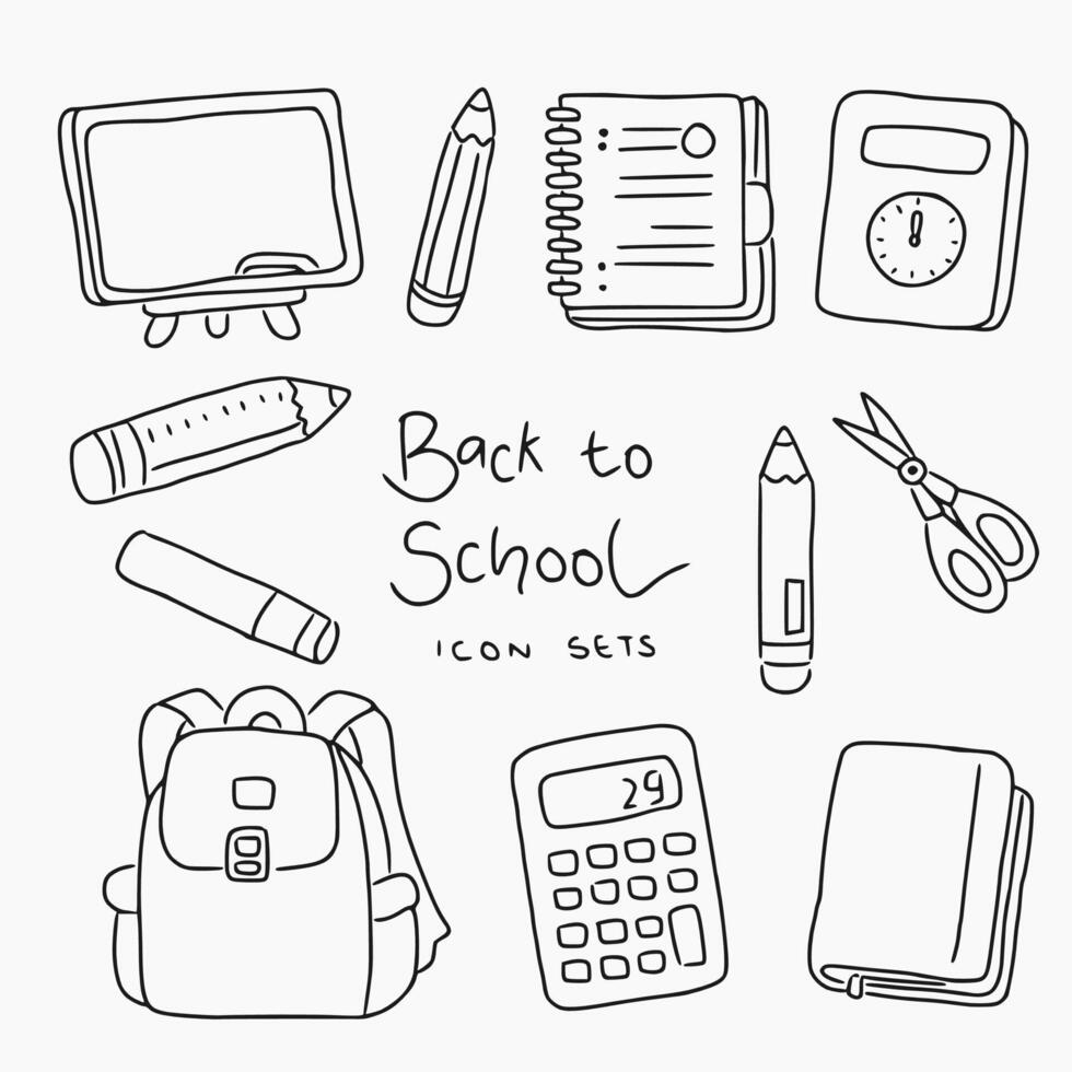 back to school icons set illustration Stock Free