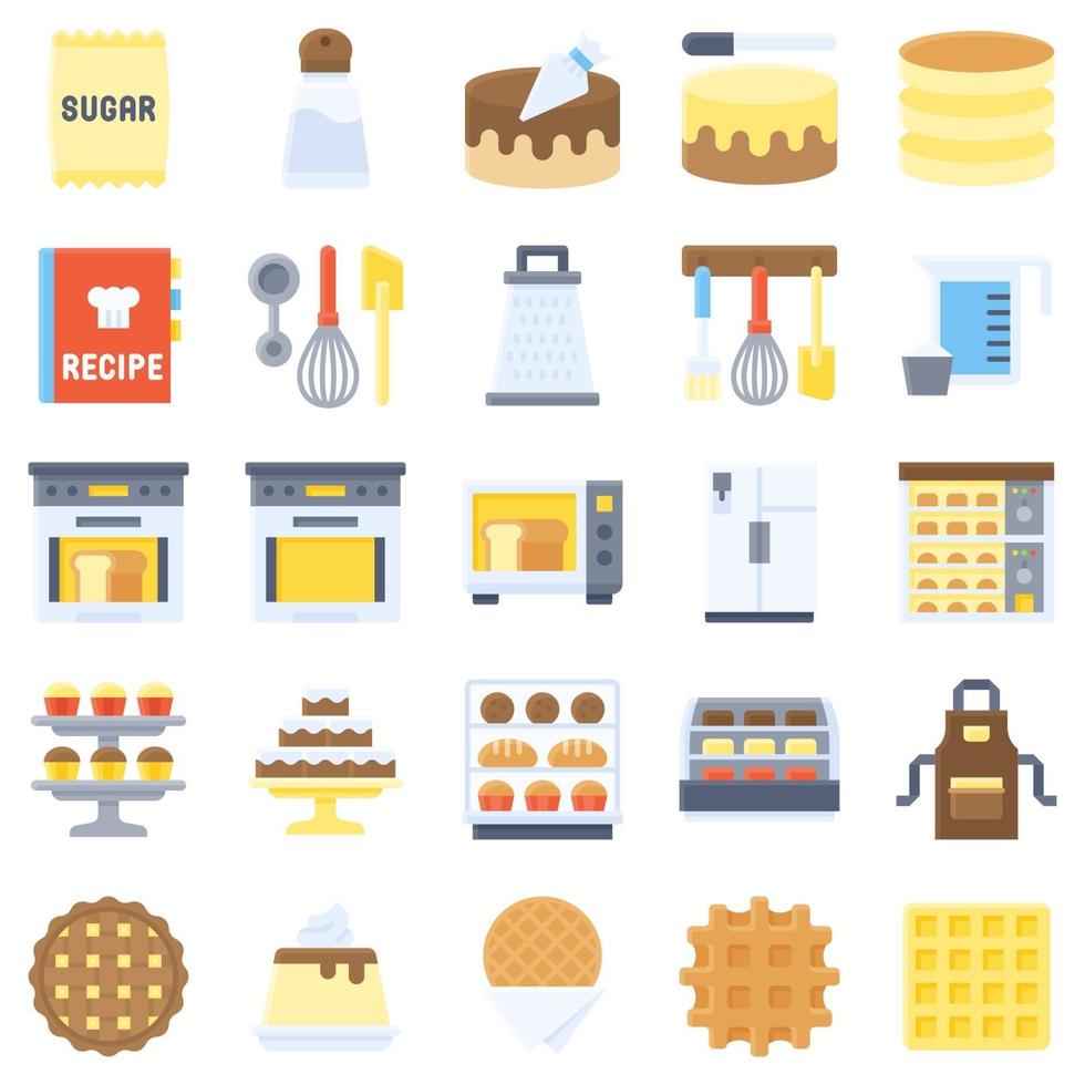 Bakery and baking related flat icon set 4 Stock Free