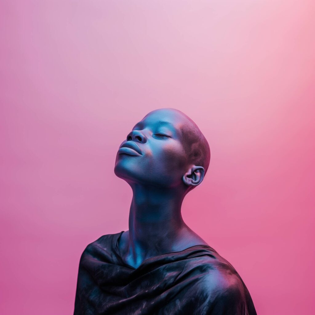 Bald Black Woman Fashion Portrait in a Photo Studio Stock Free