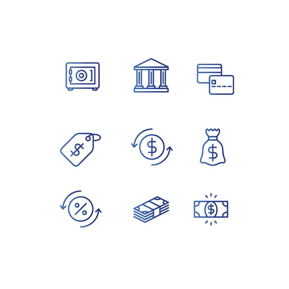 banking icon set , money icon Stock Free