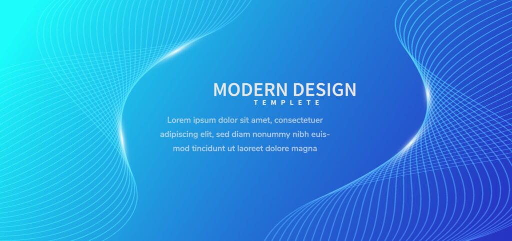 Banner modern wavy striped lines on blue background. Free Vector