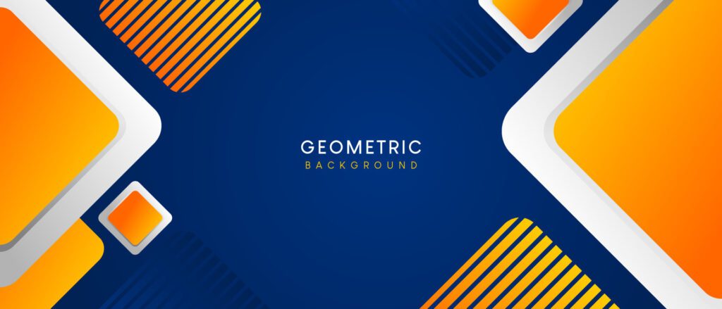 Banner web template design abstract blue and silver orange geometric background vector Free Vector and Free SVG